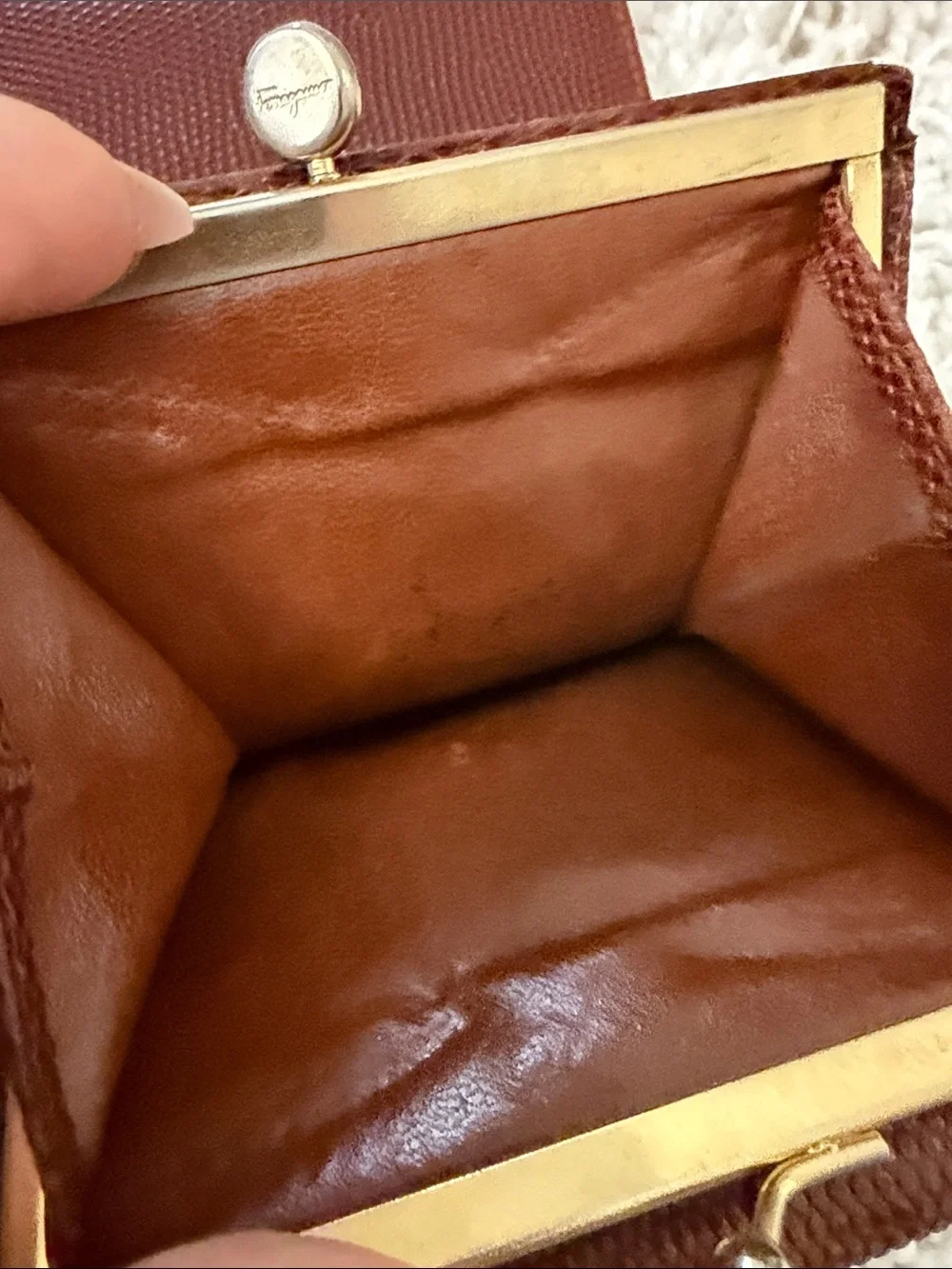 Vintage Salvatore Ferragamo Brown Vara Bow Leather Wallet